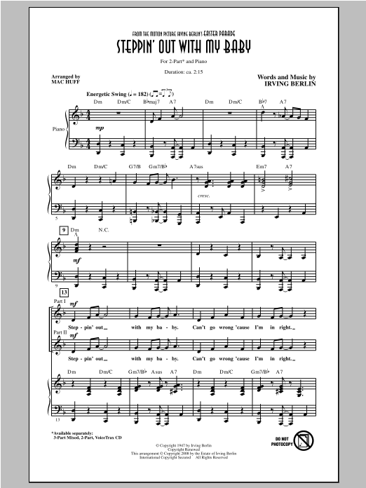 Mac Huff Steppin' Out With My Baby sheet music notes and chords arranged for 2-Part Choir