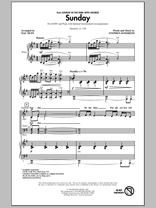 Mac Huff Sunday sheet music notes and chords arranged for SSA Choir