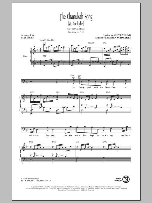 Mac Huff The Chanukah Song (We Are Lights) sheet music notes and chords arranged for SAB Choir