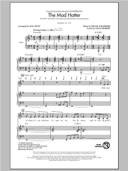 Mac Huff The Mad Hatter sheet music notes and chords arranged for SSA Choir