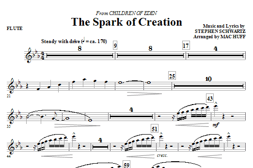 Mac Huff The Spark of Creation (from Children of Eden) - Flute sheet music notes and chords arranged for Choir Instrumental Pak
