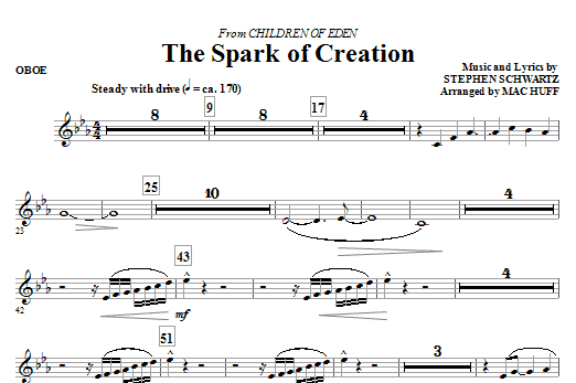 Mac Huff The Spark of Creation (from Children of Eden) - Oboe sheet music notes and chords arranged for Choir Instrumental Pak