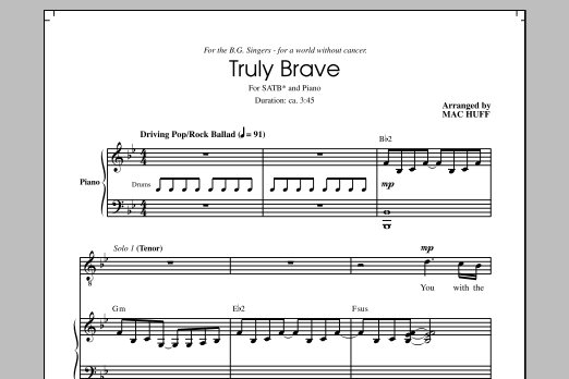 Mac Huff Truly Brave sheet music notes and chords arranged for 3-Part Mixed Choir