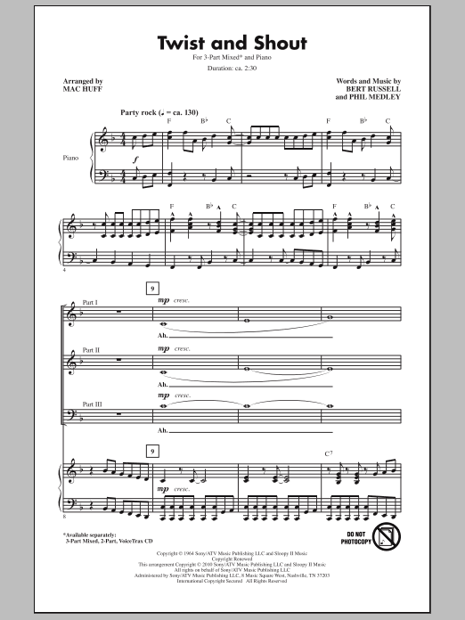 Mac Huff Twist And Shout sheet music notes and chords arranged for 3-Part Mixed Choir
