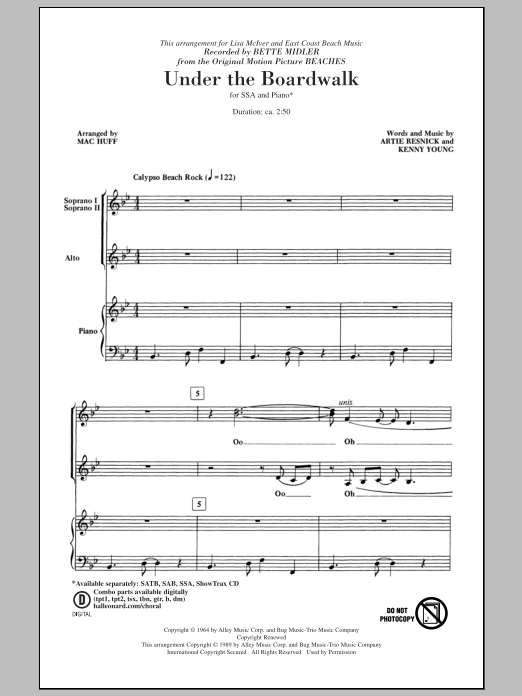 Mac Huff Under The Boardwalk sheet music notes and chords arranged for SATB Choir