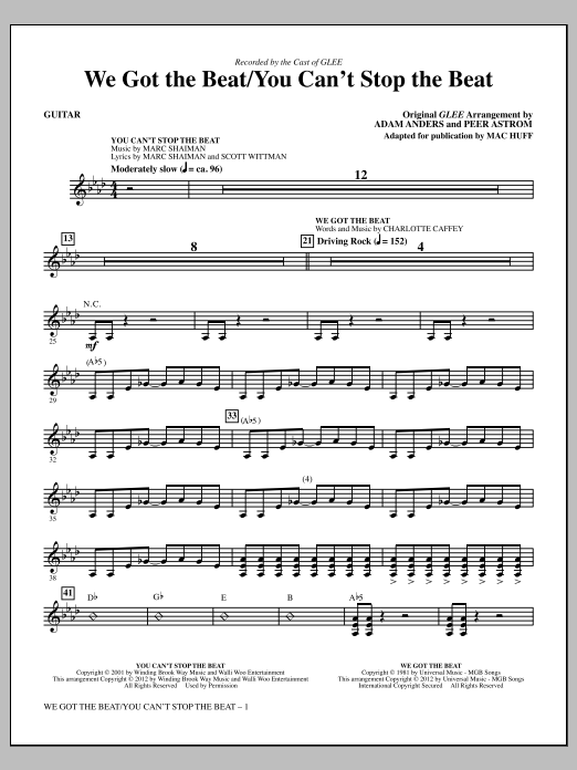 Mac Huff We Got The Beat / You Can't Stop The Beat - Guitar sheet music notes and chords arranged for Choir Instrumental Pak