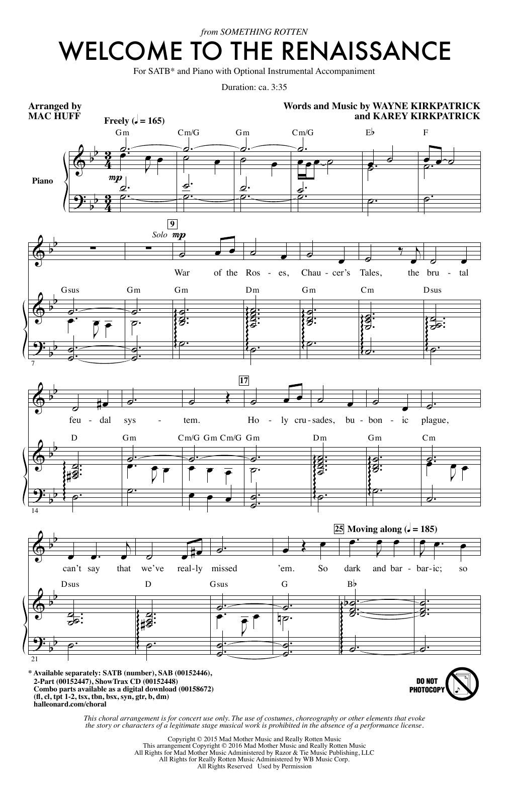 Mac Huff Welcome To The Renaissance sheet music notes and chords arranged for SATB Choir