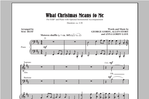 Mac Huff What Christmas Means To Me sheet music notes and chords arranged for SAB Choir