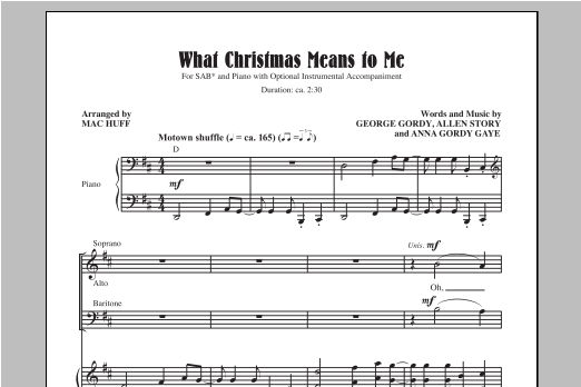 Mac Huff What Christmas Means To Me sheet music notes and chords arranged for SATB Choir