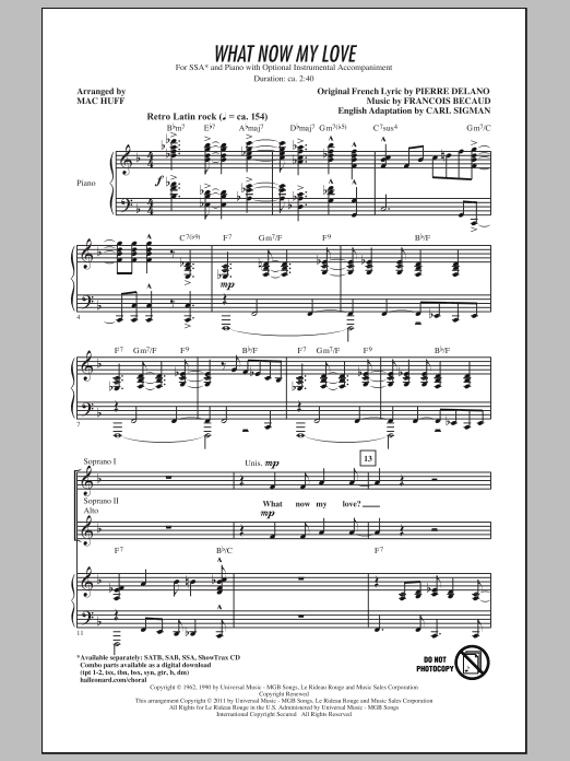 Mac Huff What Now My Love sheet music notes and chords arranged for SAB Choir