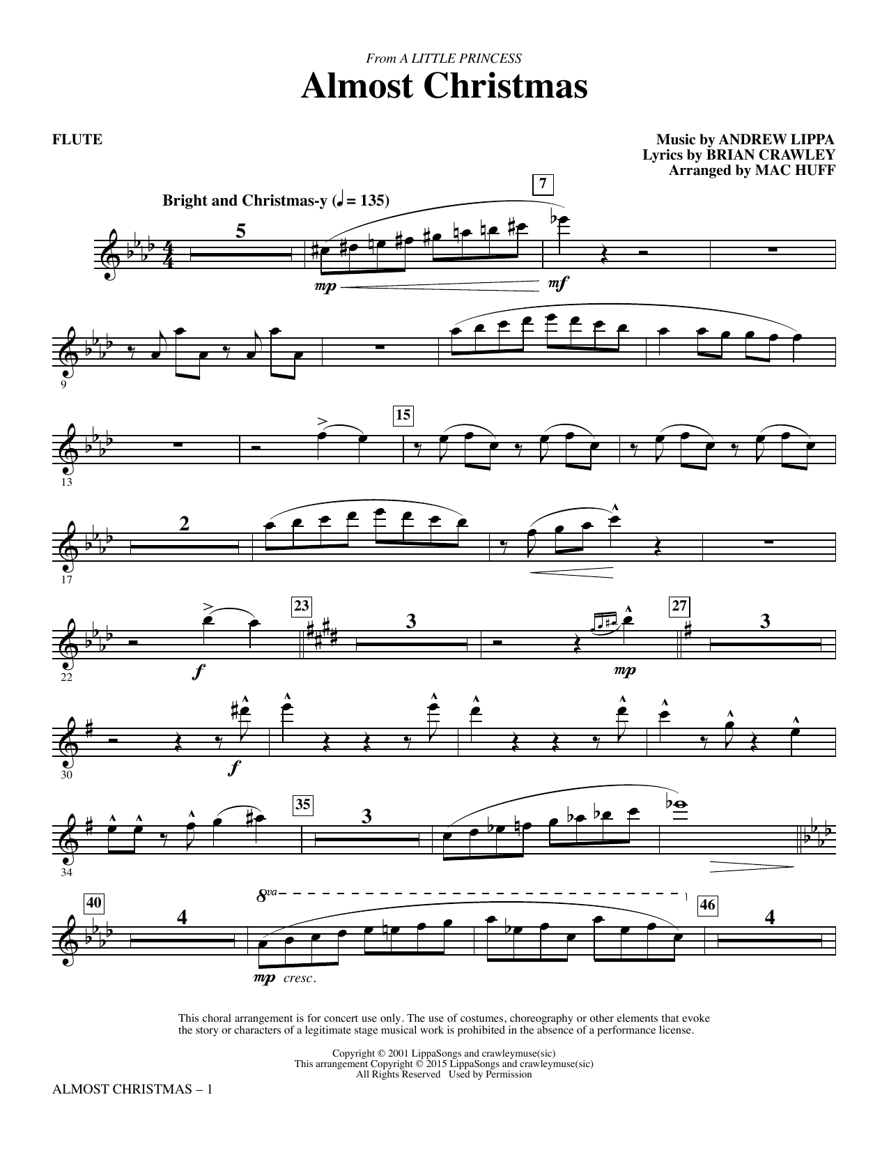 Mac Huff Almost Christmas - Flute sheet music notes and chords arranged for Choir Instrumental Pak
