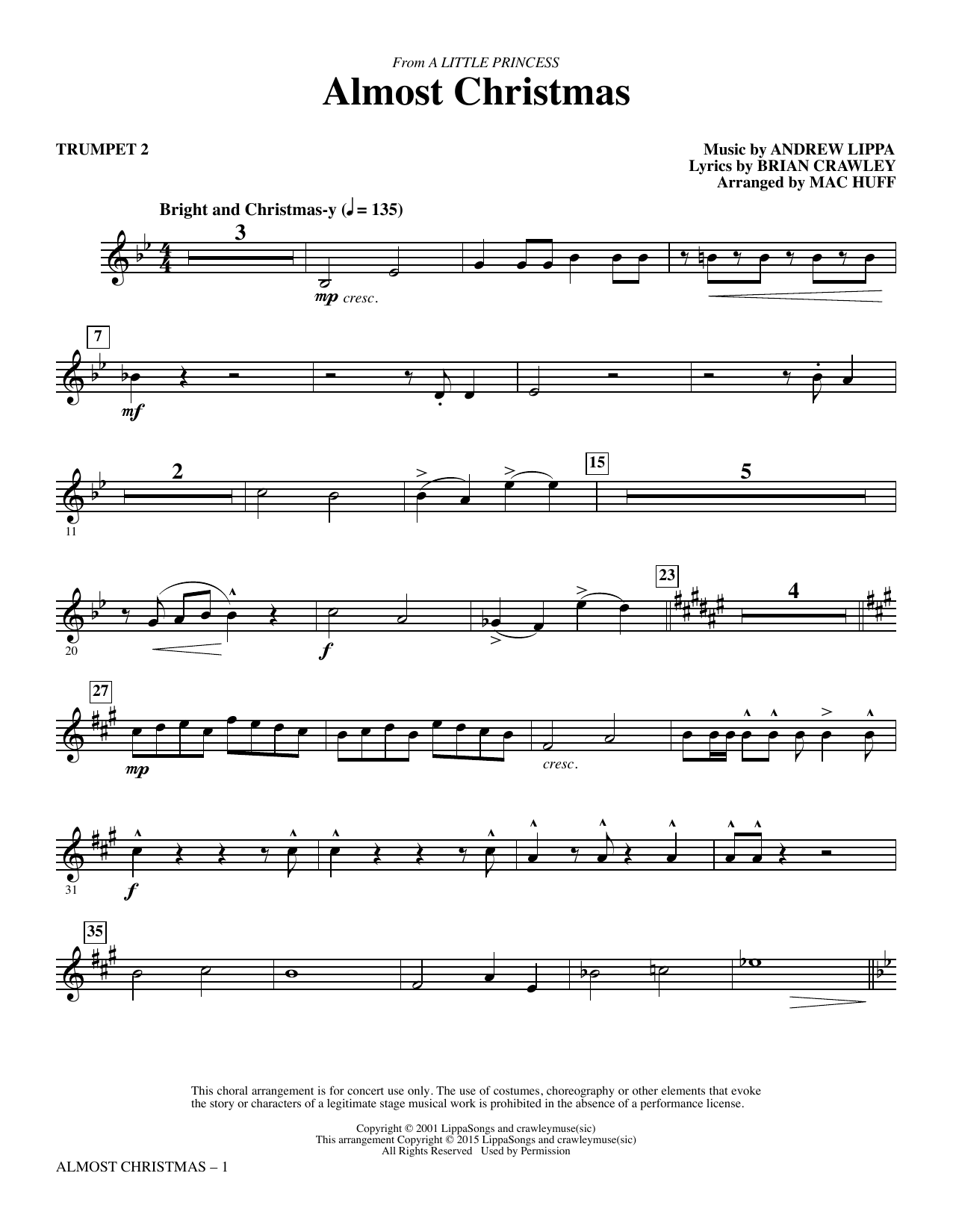 Mac Huff Almost Christmas - Trumpet 2 sheet music notes and chords arranged for Choir Instrumental Pak