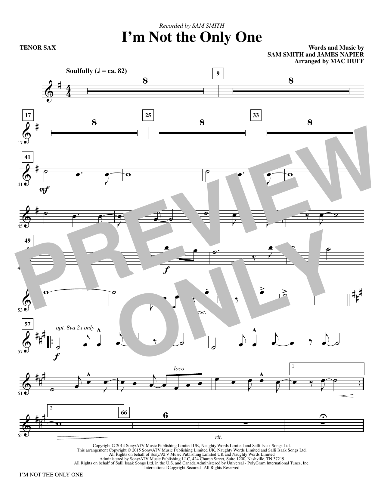 Mac Huff I'm Not the Only One - Bb Tenor Saxophone sheet music notes and chords. Download Printable PDF.