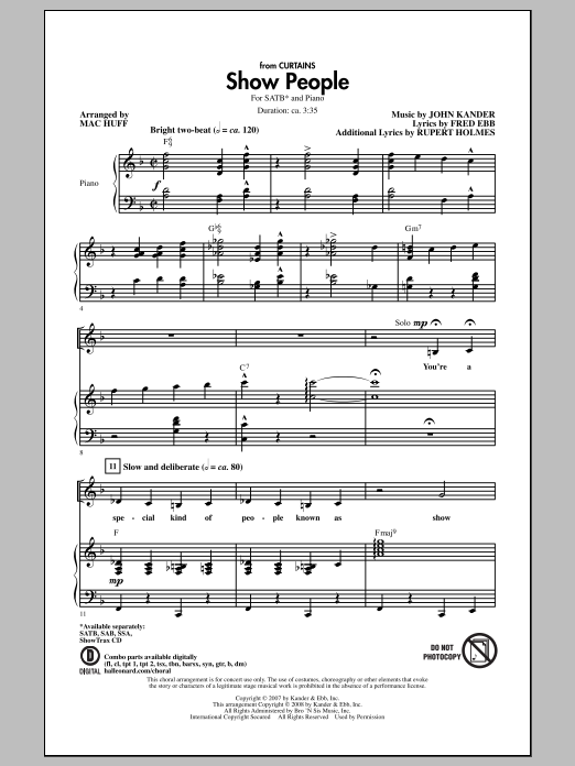 Mac Huff Show People sheet music notes and chords arranged for SATB Choir
