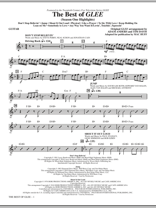 Mac Huff The Best Of Glee (Season One Highlights) - Guitar sheet music notes and chords. Download Printable PDF.