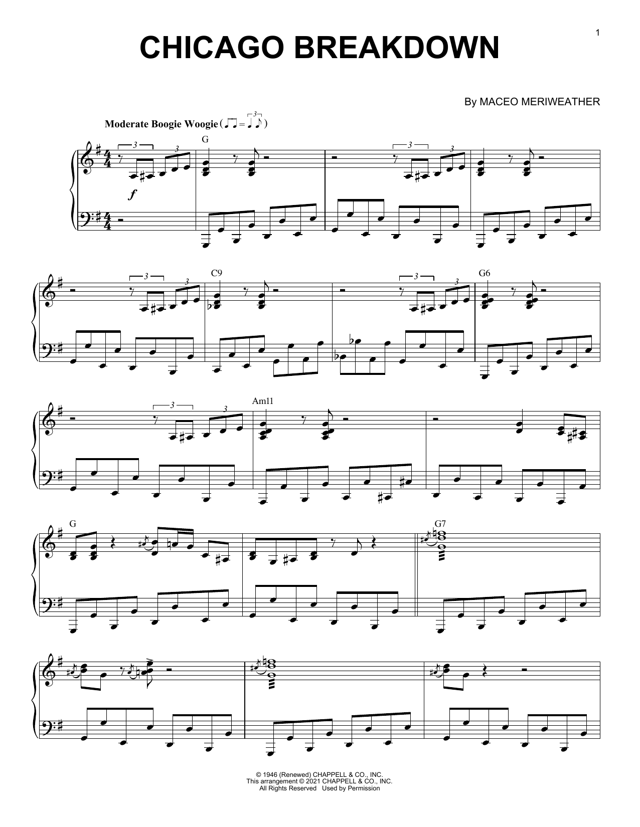 Maceo Meriweather Chicago Breakdown (arr. Brent Edstrom) sheet music notes and chords arranged for Piano Solo