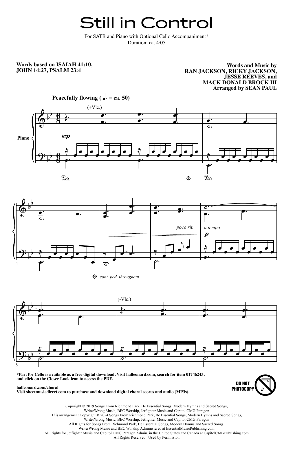 Mack Brock Still In Control (arr. Sean Paul) sheet music notes and chords arranged for SATB Choir