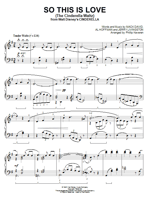 Mack David, Al Hoffman and Jerry Livingston So This Is Love (from Cinderella) [Classical version] (arr. Phillip Keveren) sheet music notes and chords arranged for Piano Solo