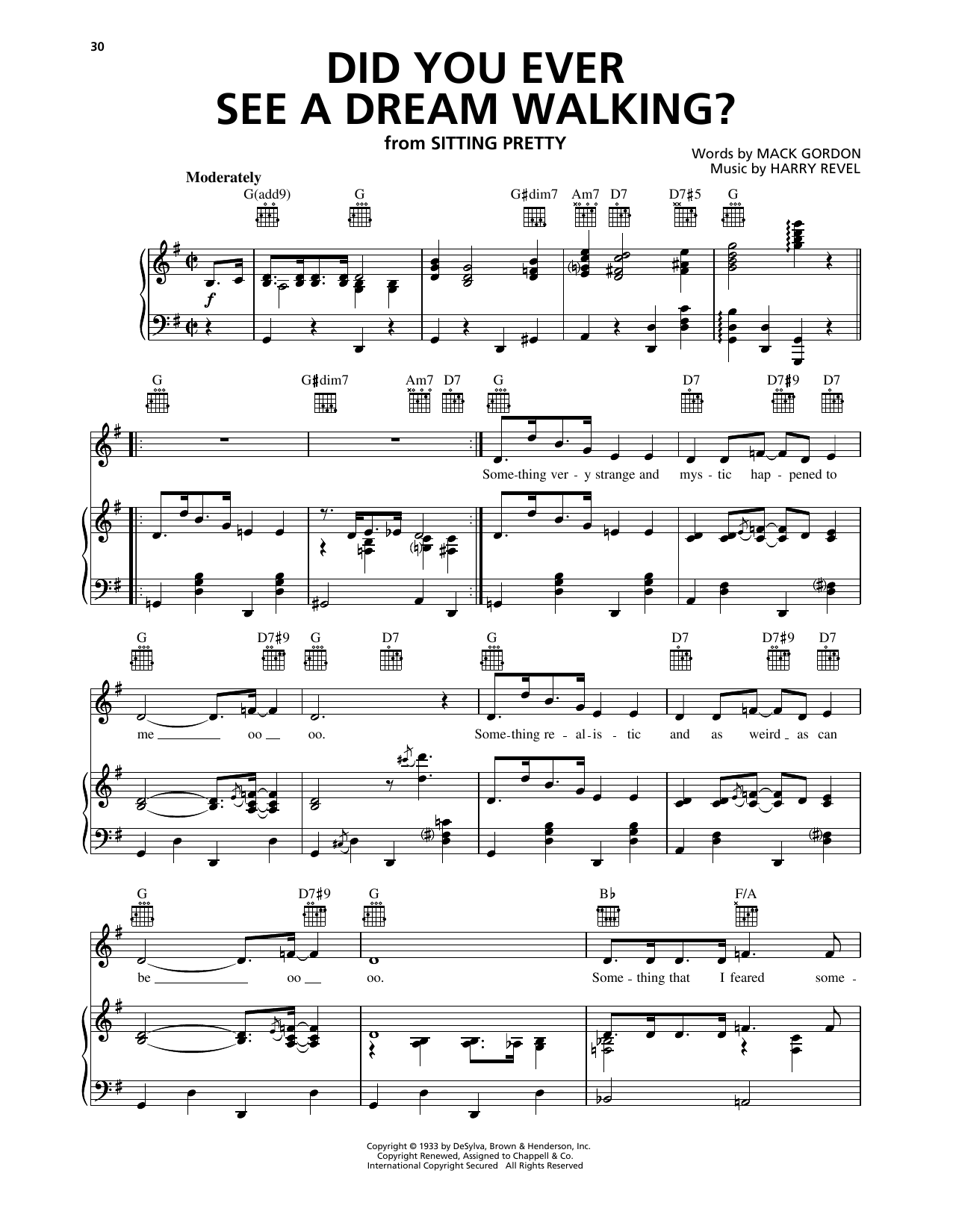 Mack Gordon Did You Ever See A Dream Walking? sheet music notes and chords arranged for Piano, Vocal & Guitar Chords (Right-Hand Melody)