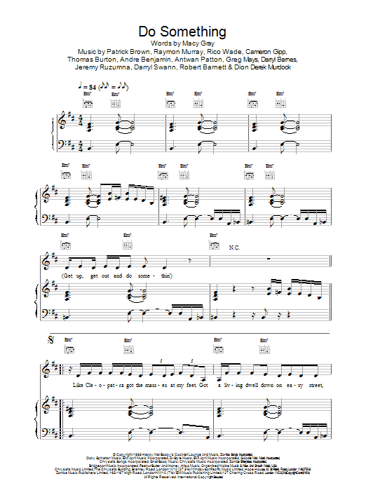 Macy Gray Do Something sheet music notes and chords arranged for Piano, Vocal & Guitar Chords