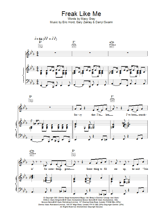 Macy Gray Freak Like Me sheet music notes and chords arranged for Piano, Vocal & Guitar Chords