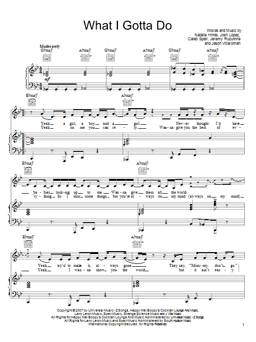 Macy Gray What I Gotta Do sheet music notes and chords arranged for Piano, Vocal & Guitar Chords (Right-Hand Melody)
