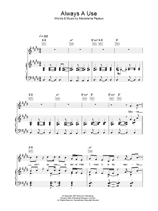 Madeleine Peyroux Always A Use sheet music notes and chords arranged for Piano, Vocal & Guitar Chords
