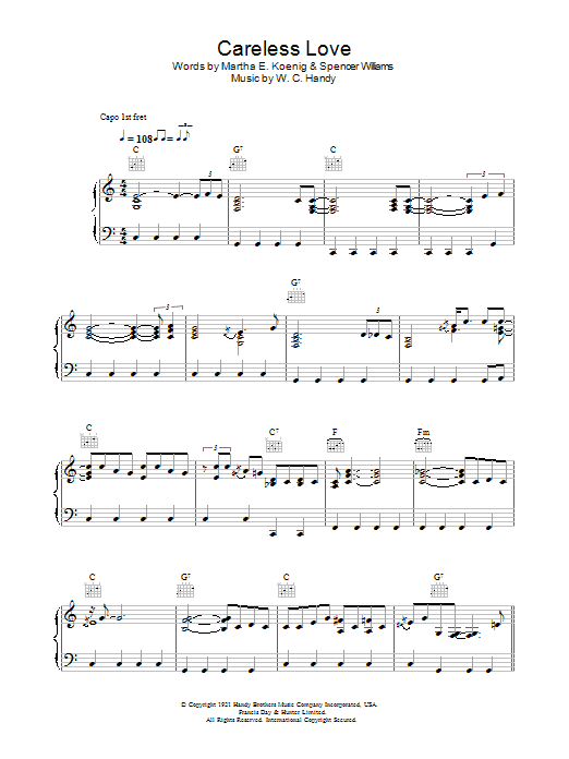 Madeleine Peyroux Careless Love sheet music notes and chords arranged for Piano, Vocal & Guitar Chords