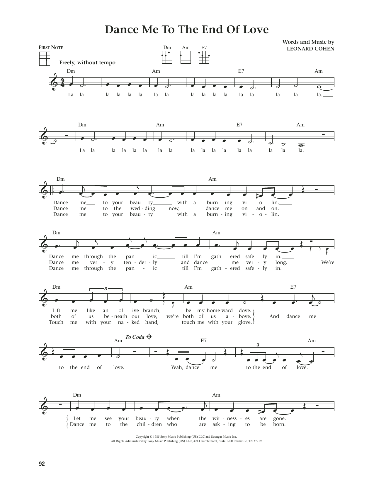 Madeleine Peyroux Dance Me To The End Of Love (from The Daily Ukulele) (arr. Jim Beloff) sheet music notes and chords arranged for Ukulele