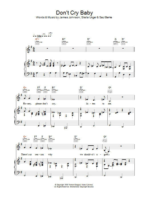 Madeleine Peyroux Don't Cry Baby sheet music notes and chords arranged for Piano, Vocal & Guitar Chords