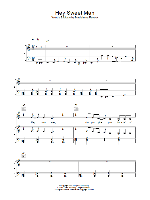 Madeleine Peyroux Hey Sweet Man sheet music notes and chords arranged for Piano, Vocal & Guitar Chords