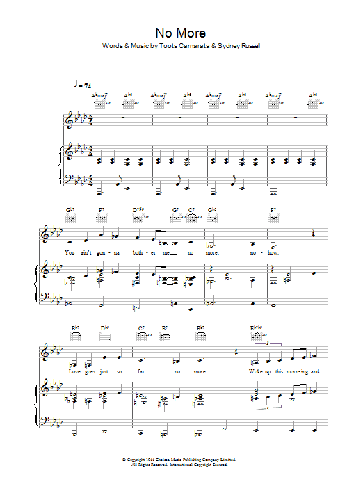 Madeleine Peyroux No More sheet music notes and chords arranged for Piano, Vocal & Guitar Chords