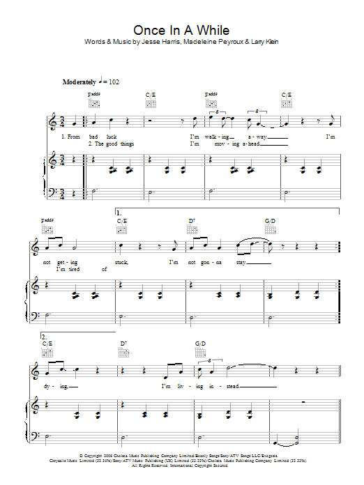 Madeleine Peyroux Once In A While sheet music notes and chords arranged for Piano, Vocal & Guitar Chords