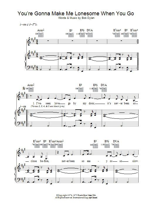 Madeleine Peyroux You're Gonna Make Me Lonesome When You Go sheet music notes and chords arranged for Piano, Vocal & Guitar Chords