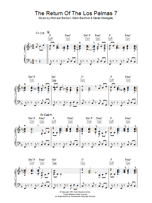 Madness Return Of The Los Palmas 7 sheet music notes and chords arranged for Piano, Vocal & Guitar Chords