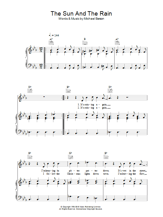 Madness The Sun And The Rain sheet music notes and chords arranged for Piano, Vocal & Guitar Chords