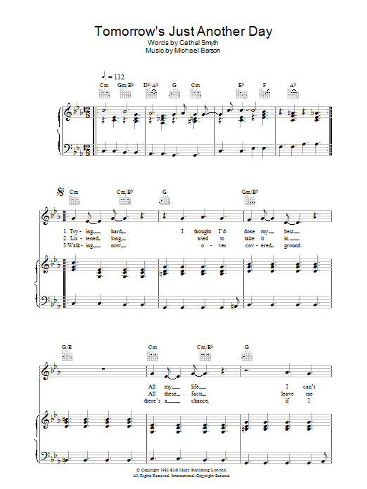 Madness Tomorrow's Just Another Day sheet music notes and chords arranged for Piano, Vocal & Guitar Chords