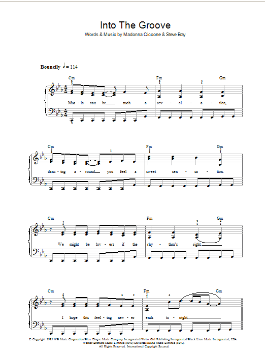 Madonna Into The Groove sheet music notes and chords arranged for Violin Solo