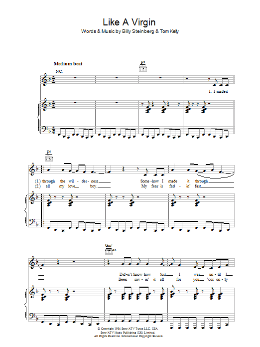 Madonna Like A Virgin sheet music notes and chords arranged for Clarinet Solo