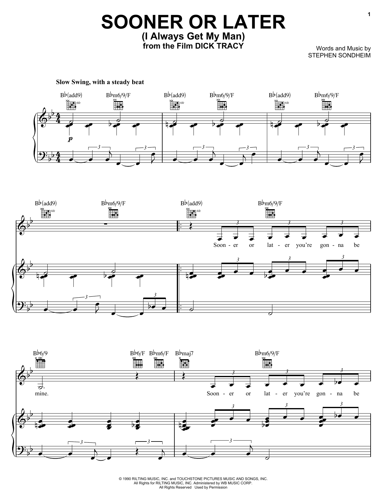 Madonna Sooner Or Later (I Always Get My Man) sheet music notes and chords arranged for Piano & Vocal