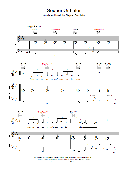 Madonna Sooner Or Later sheet music notes and chords arranged for Piano, Vocal & Guitar Chords