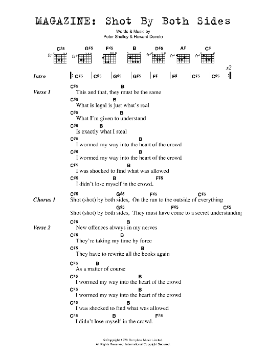 Magazine Shot By Both Sides sheet music notes and chords arranged for Guitar Chords/Lyrics
