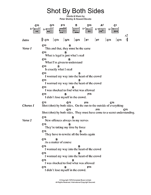 Magazine Shot By Both Sides sheet music notes and chords arranged for Guitar Chords/Lyrics
