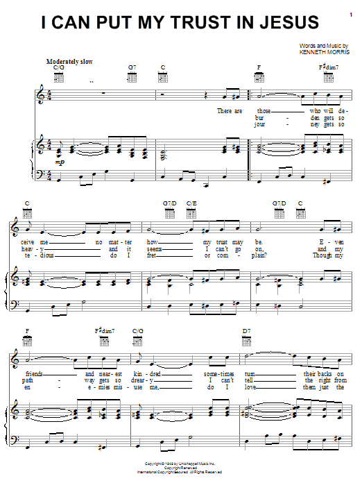 Mahalia Jackson I Can Put My Trust In Jesus sheet music notes and chords arranged for Piano, Vocal & Guitar Chords (Right-Hand Melody)