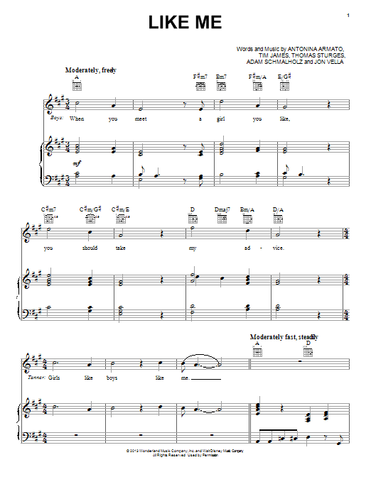Maia Mitchell Like Me sheet music notes and chords arranged for Piano, Vocal & Guitar Chords (Right-Hand Melody)