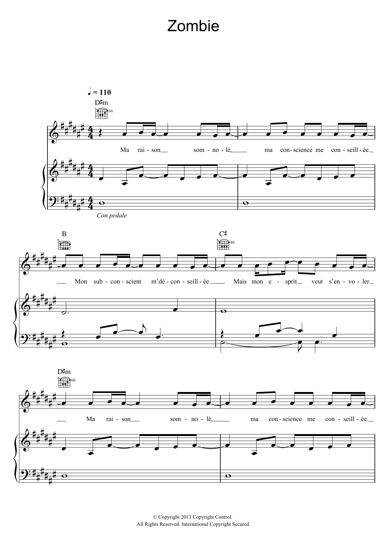 Maitre Gims Zombie sheet music notes and chords arranged for Piano, Vocal & Guitar Chords