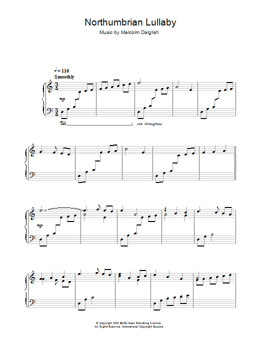 Malcolm Dalglish Northumbrian Lullabye sheet music notes and chords arranged for Piano Solo