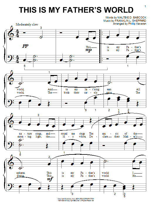 Maltbie D. Babcock This Is My Father's World (arr. Phillip Keveren) sheet music notes and chords arranged for Piano Solo