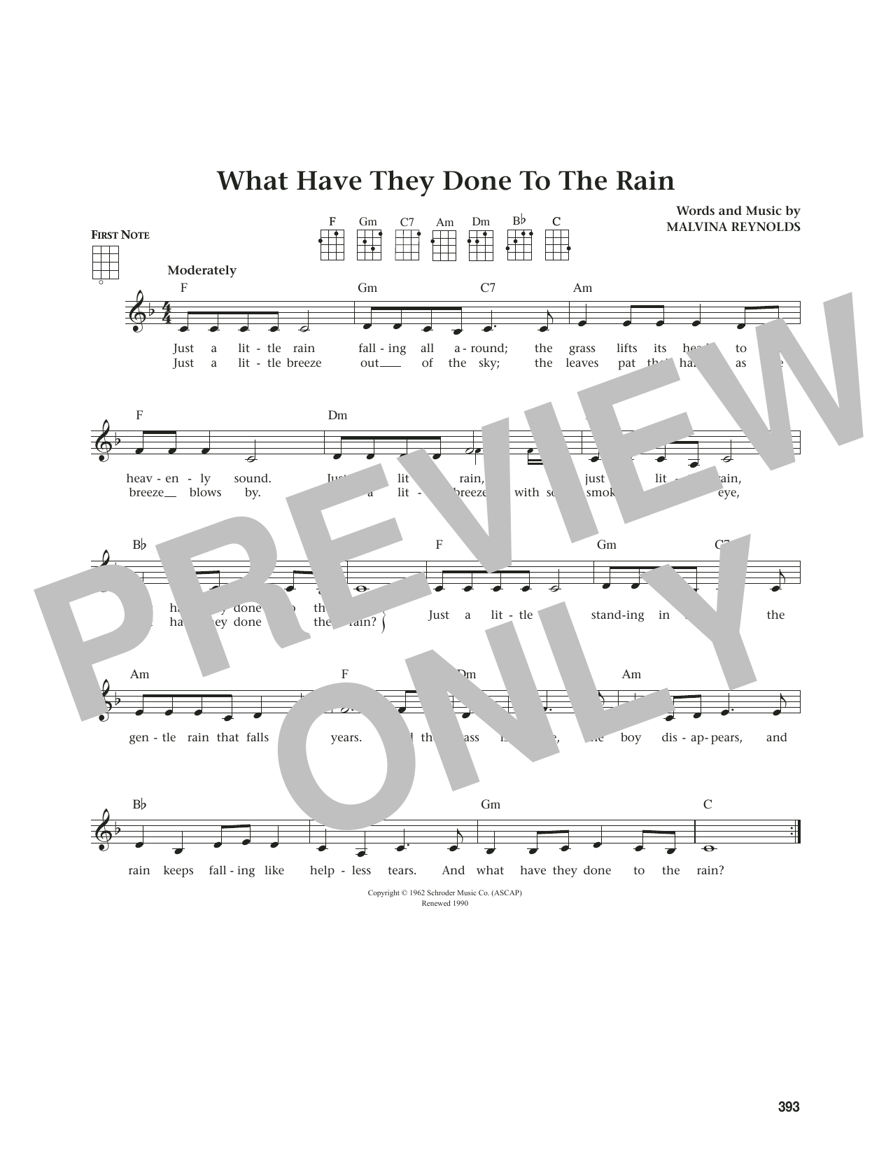 Malvina Reynolds What Have They Done To The Rain (from The Daily Ukulele) (arr. Jim Beloff) sheet music notes and chords arranged for Ukulele