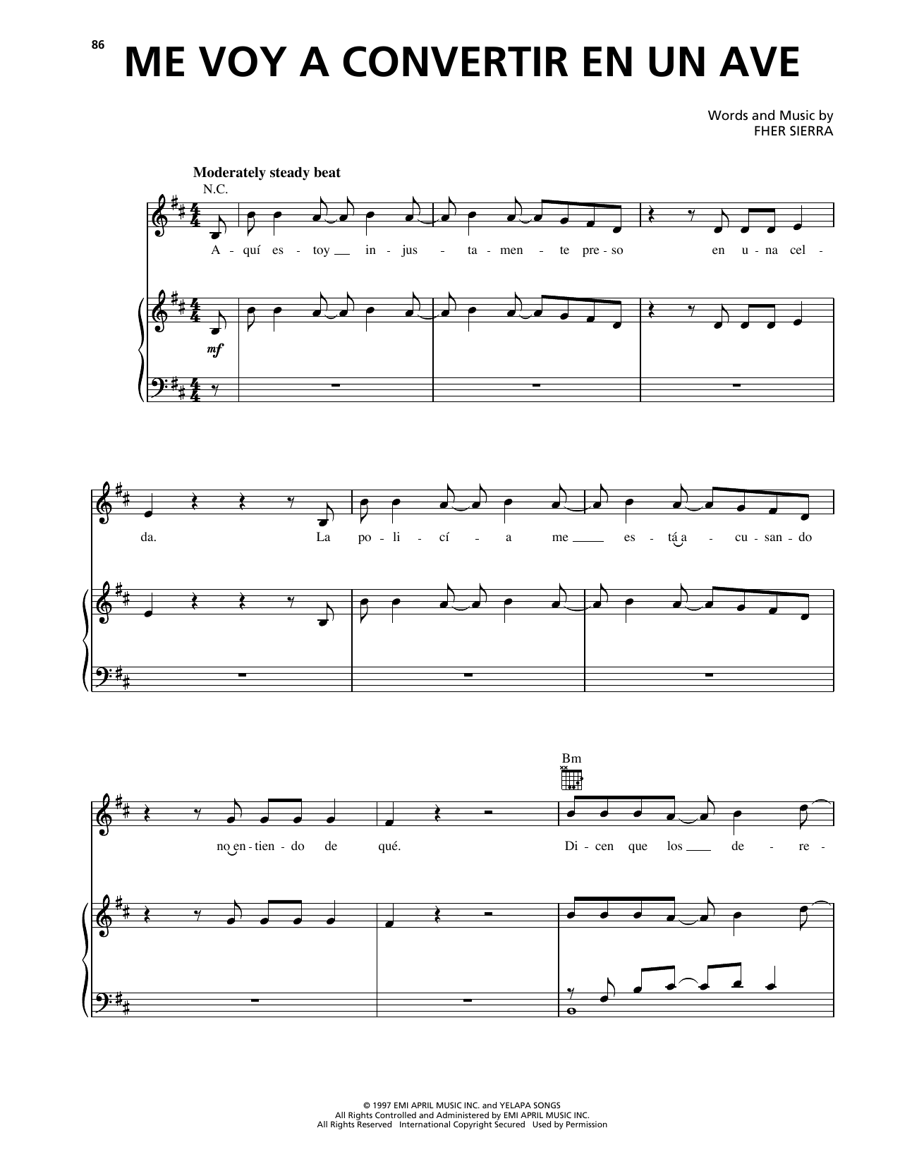 Maná Me Voy A Convertir En Un Ave sheet music notes and chords arranged for Piano, Vocal & Guitar Chords (Right-Hand Melody)